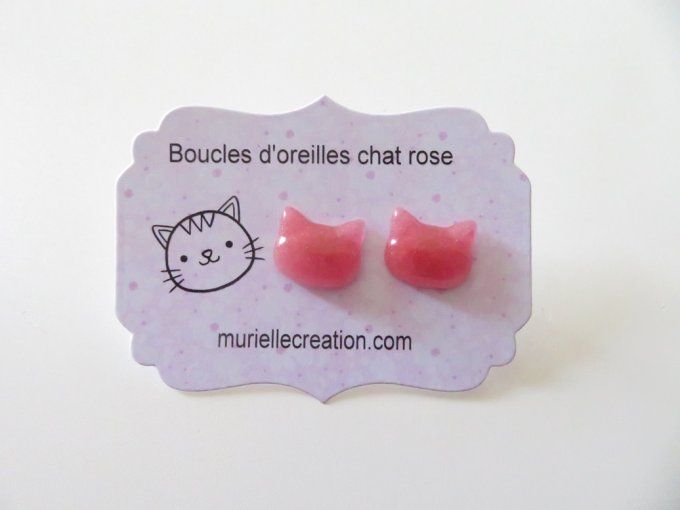 Boucles d'oreilles Chats rose