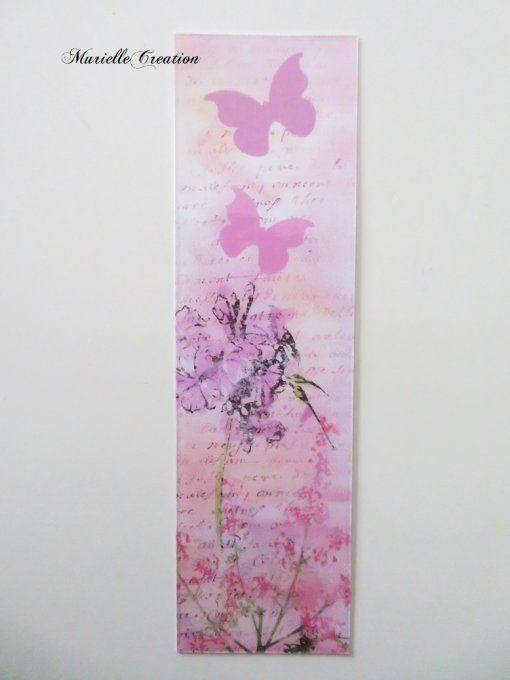 Marque-pages plastifiés "fleurs, papillons" - Lot de 3 marque-pages