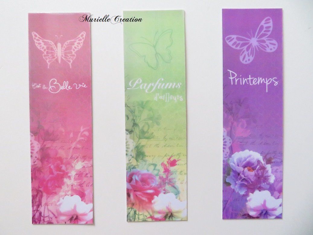 Marque-pages plastifiés "Fleurs, printemps" - Lot de 3 marque-pages